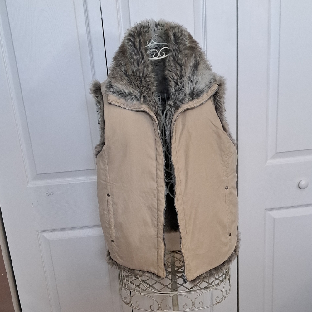 Tan Faux Fur Lined Vest